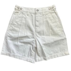 NWT Madewell Harlow Pleated Shorts In White Size 24